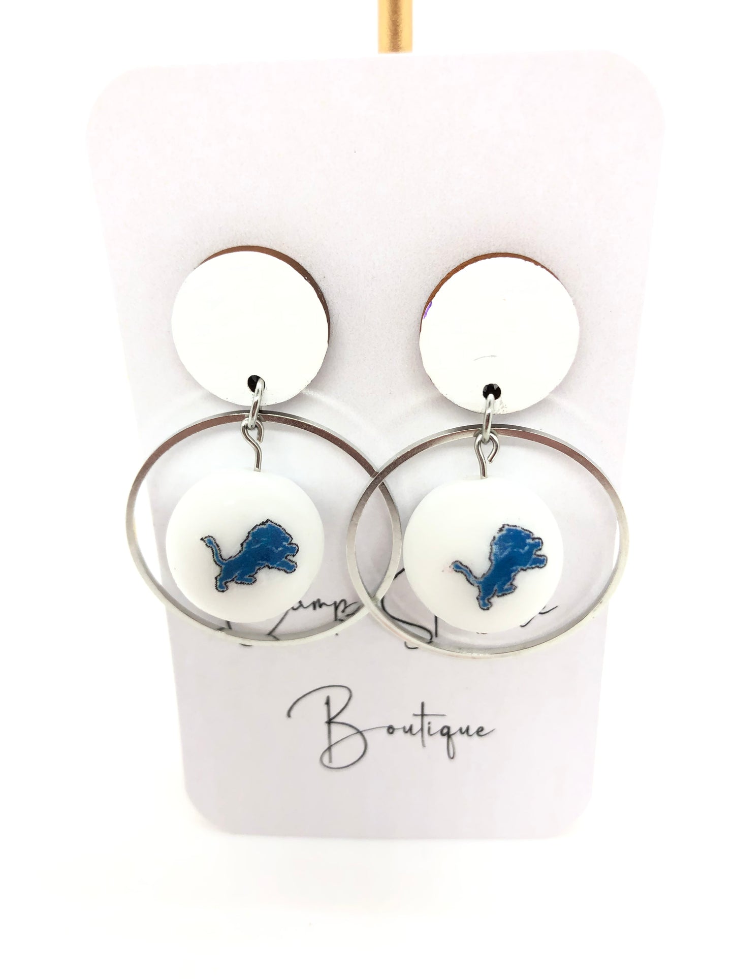 Detroit Lions earrings-dangles-wood posts