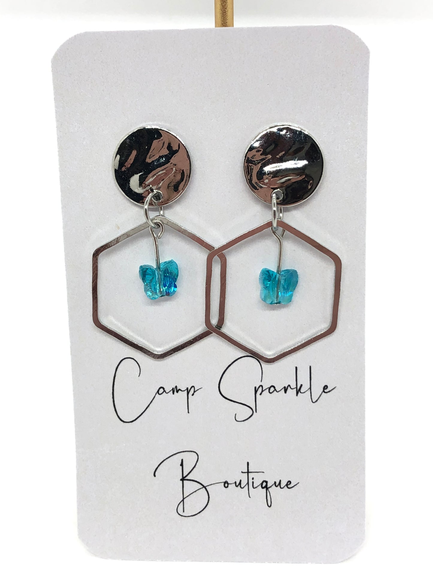 Swarovski teal butterfly dangle earrings