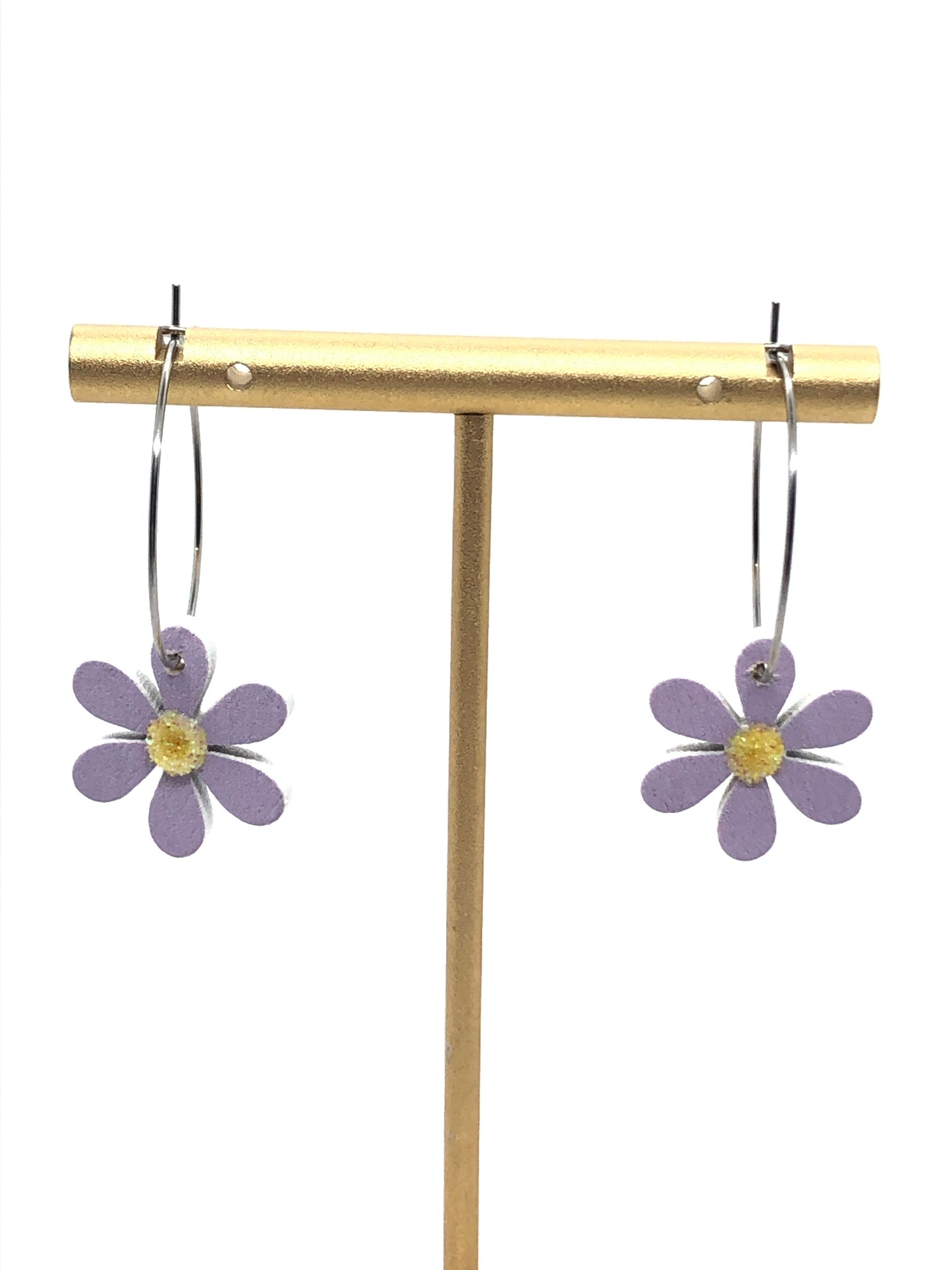 Daisy earrings-hoops-purple