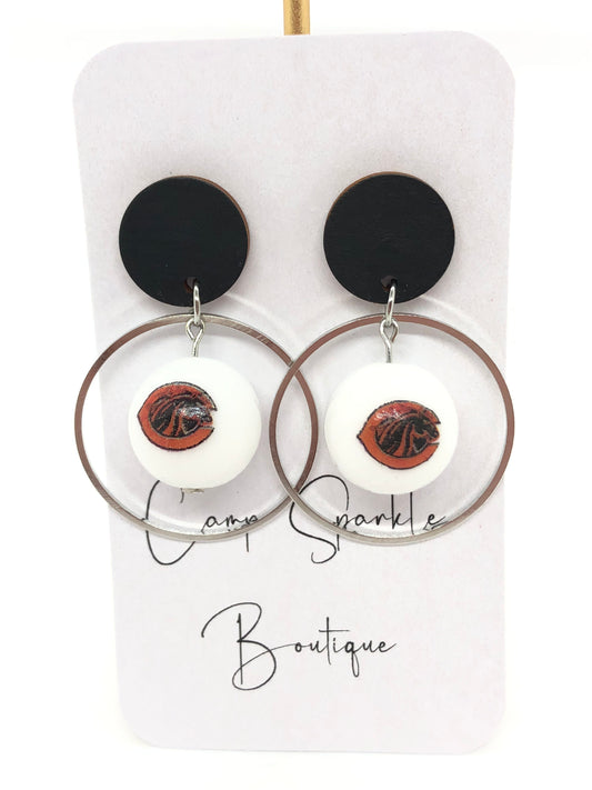 Clio Mustangs earrings-dangles-black circle posts