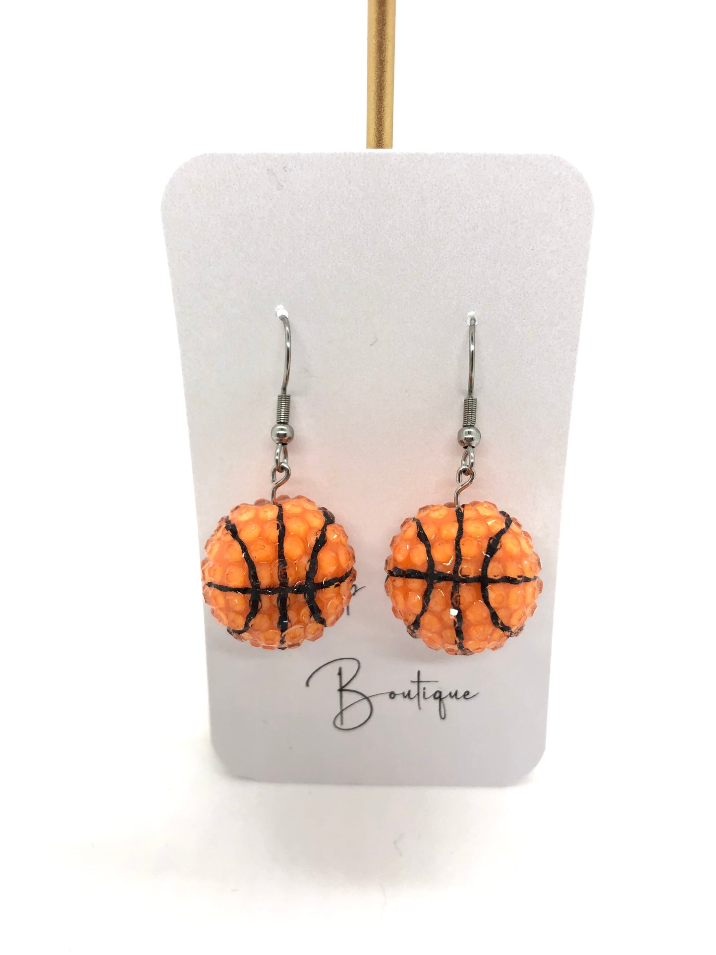 Basketball earrings-hooks-bumpy