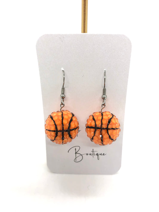 Basketball earrings-hooks-bumpy