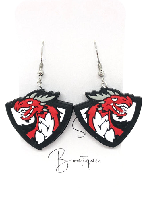 Swartz Creek Dragons earrings-hooks-silicone