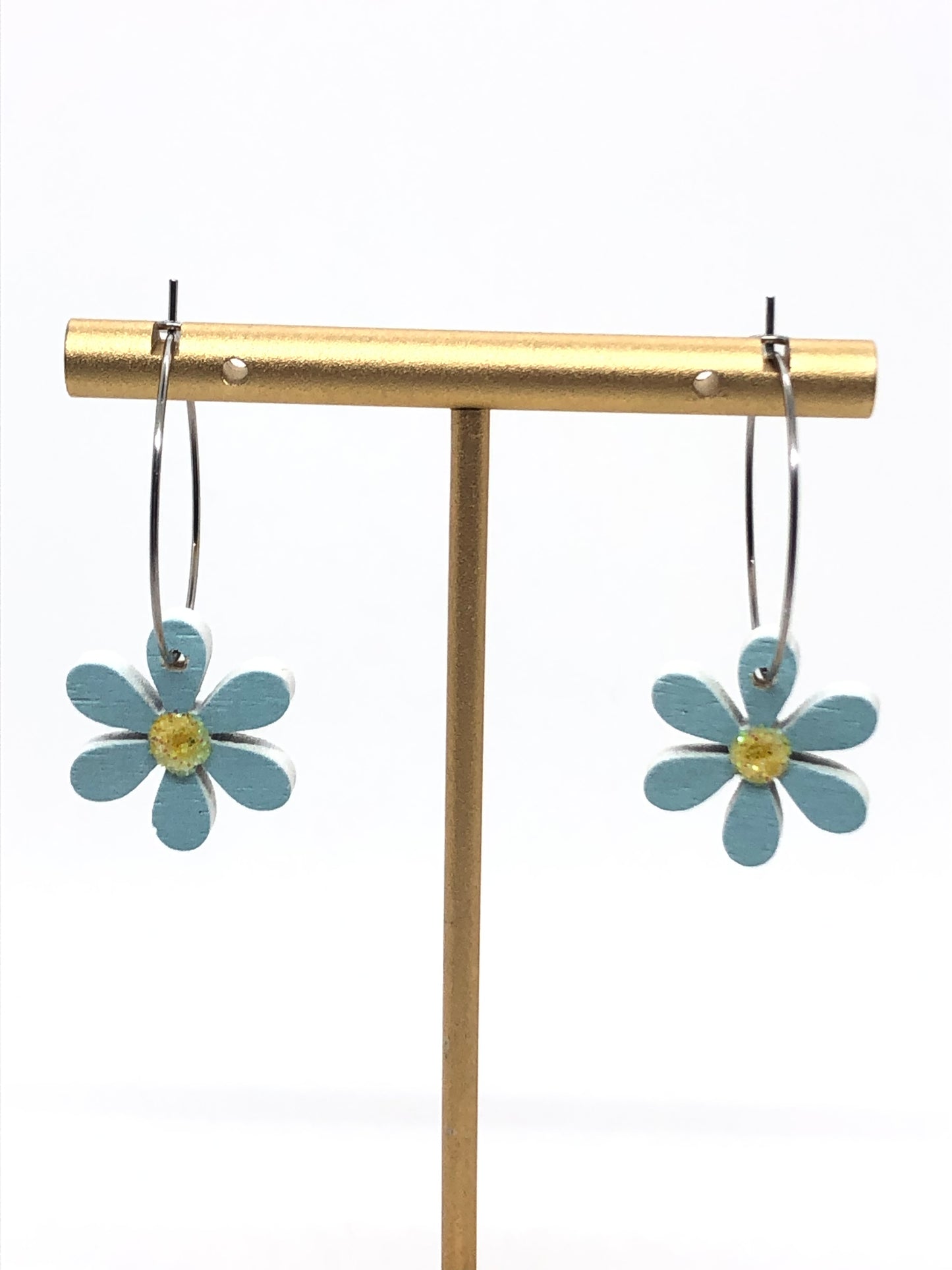 Daisy earrings-hoops-blue