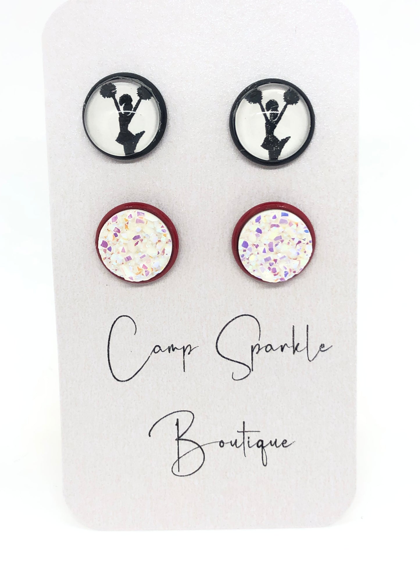 Cheerleading earrings-posts-black-double set