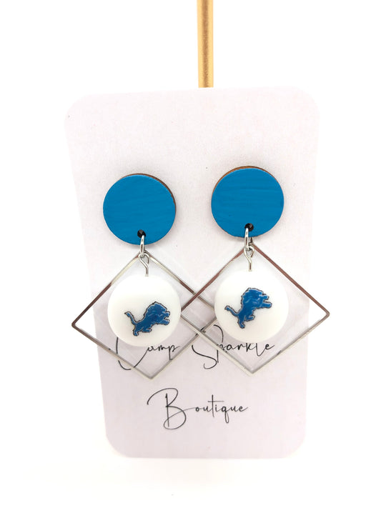 Detroit Lions earrings-dangles-wood posts