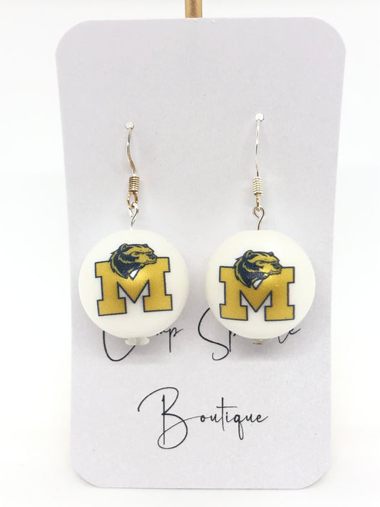 University of Michigan earrings-dangle-large bead