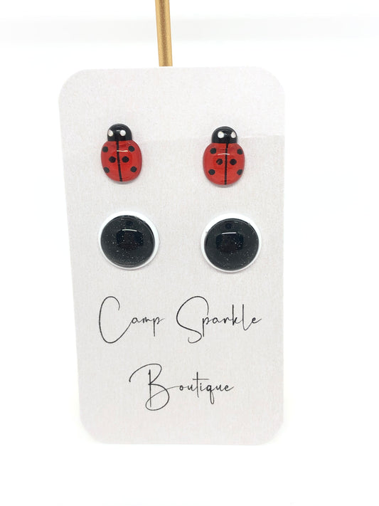 Ladybug earrings-double set