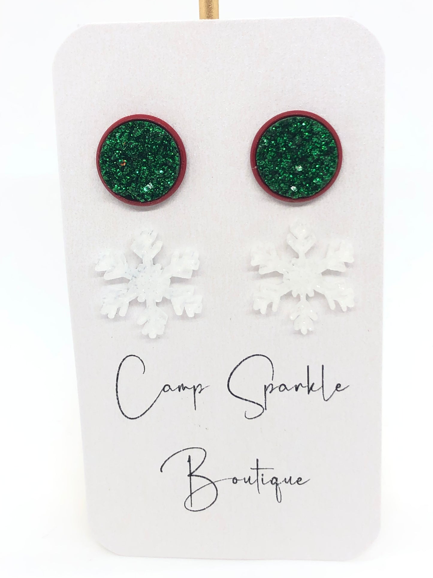 Snowflake earrings-posts-double set