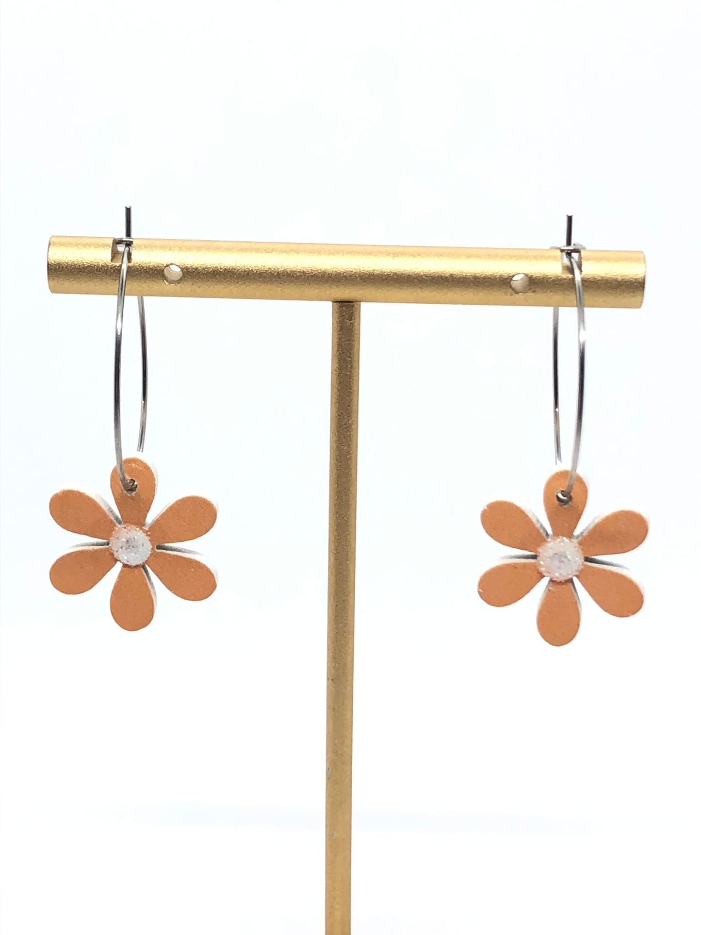 Daisy earrings-hoops-orange