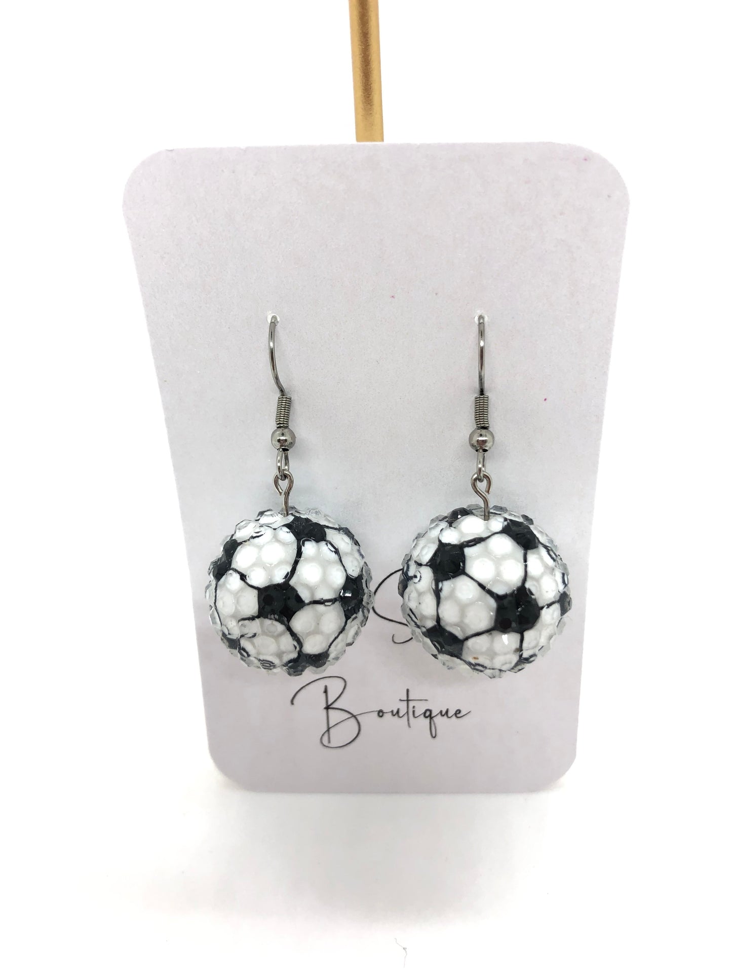 Soccer earrings-hooks-bumpy