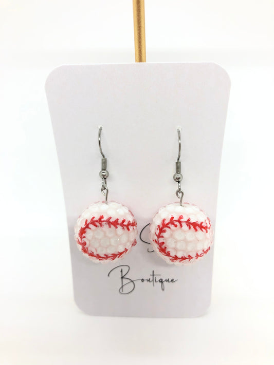 Baseball earrings-hooks-bumpy