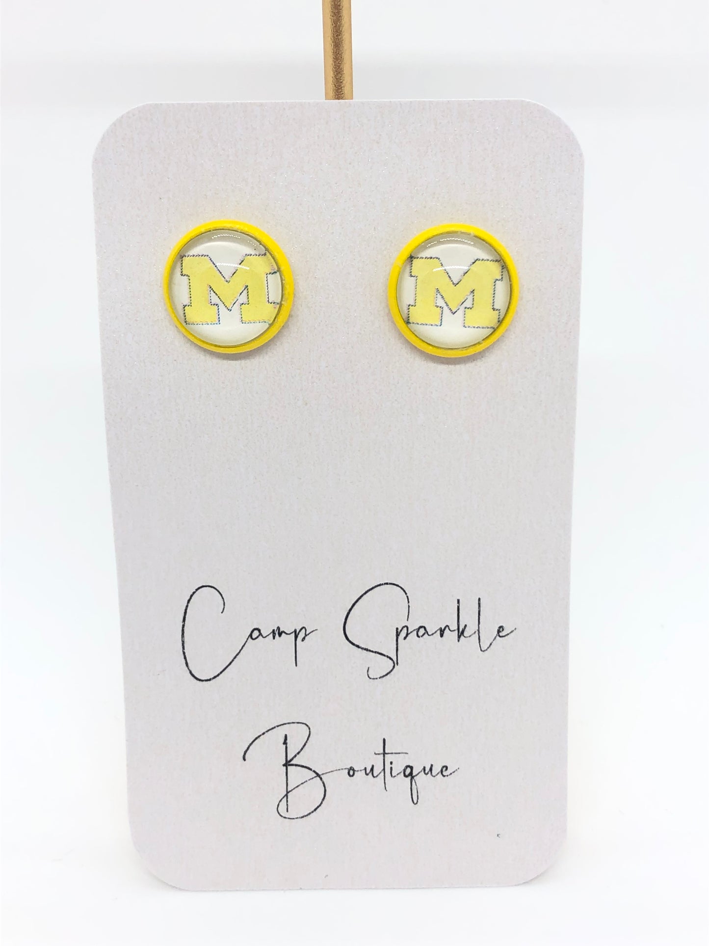 University of Michigan earrings-posts-yellow M