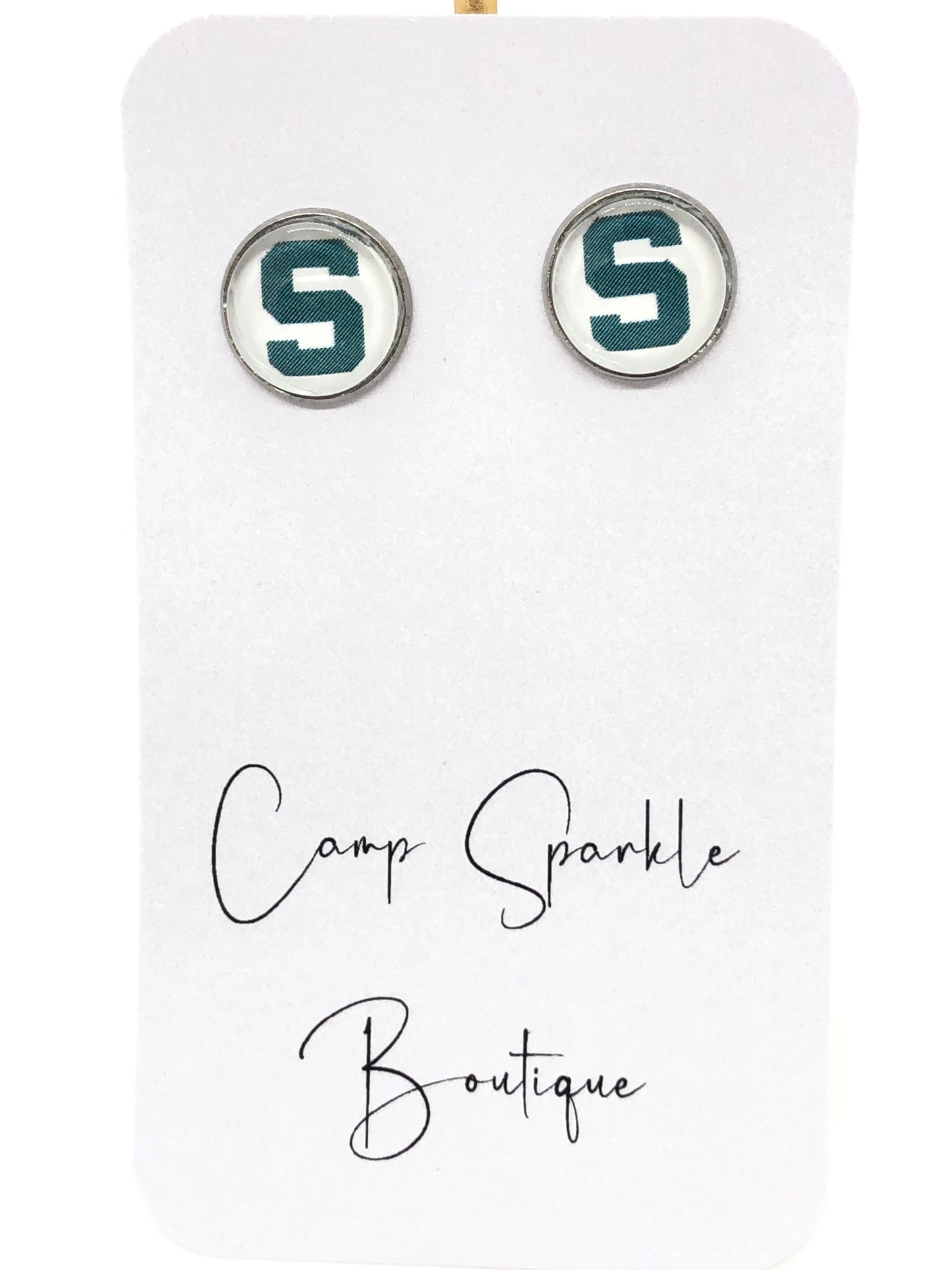 Michigan State earrings-posts-silver