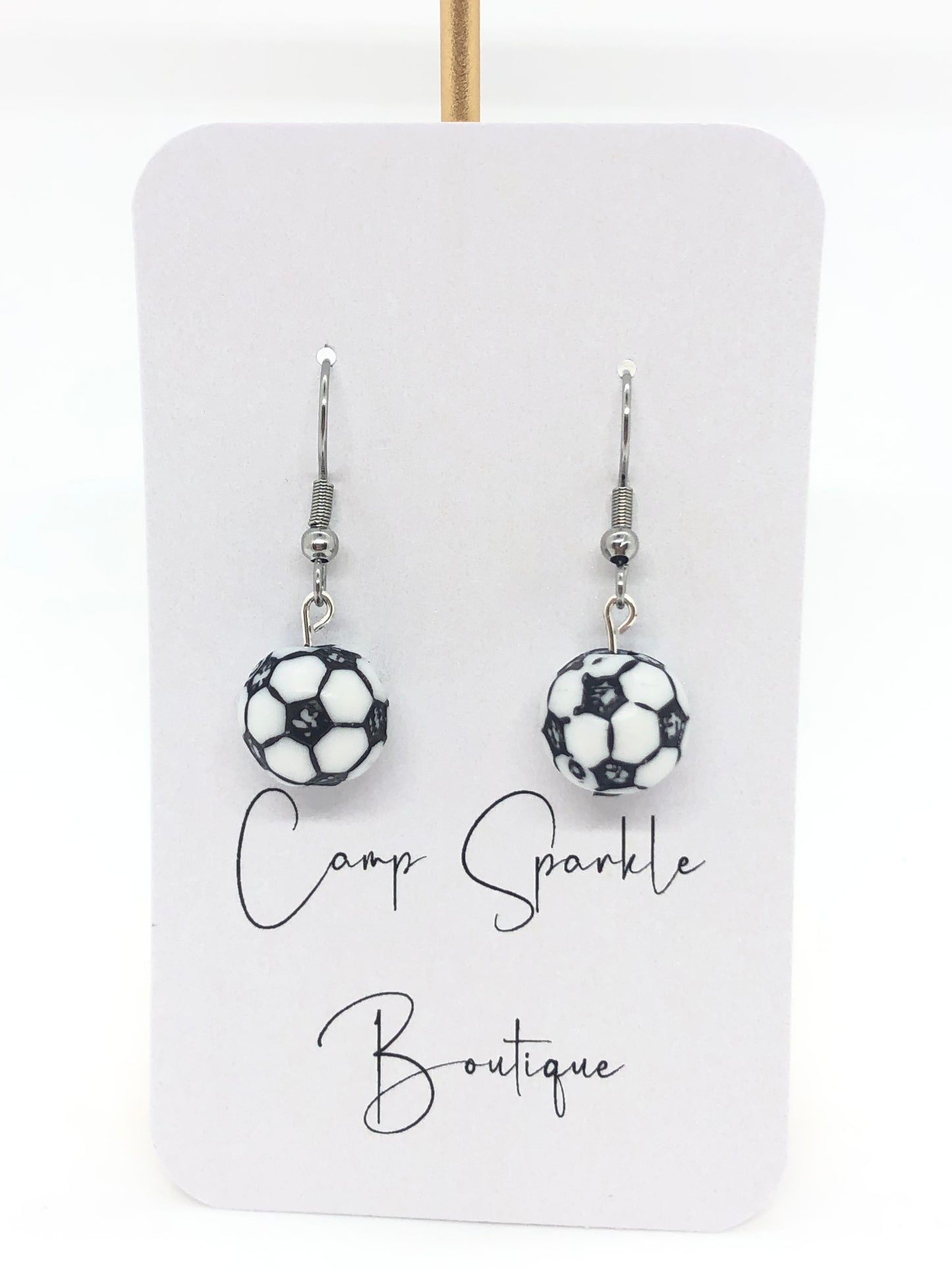 Soccer earrings-hook-black