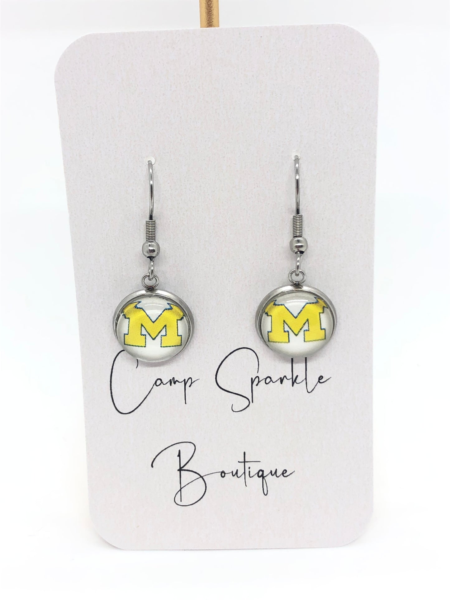 University of Michigan earrings-hooks-yellow M