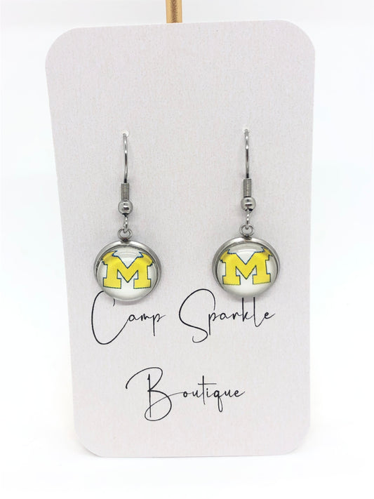 University of Michigan earrings-hooks-yellow M