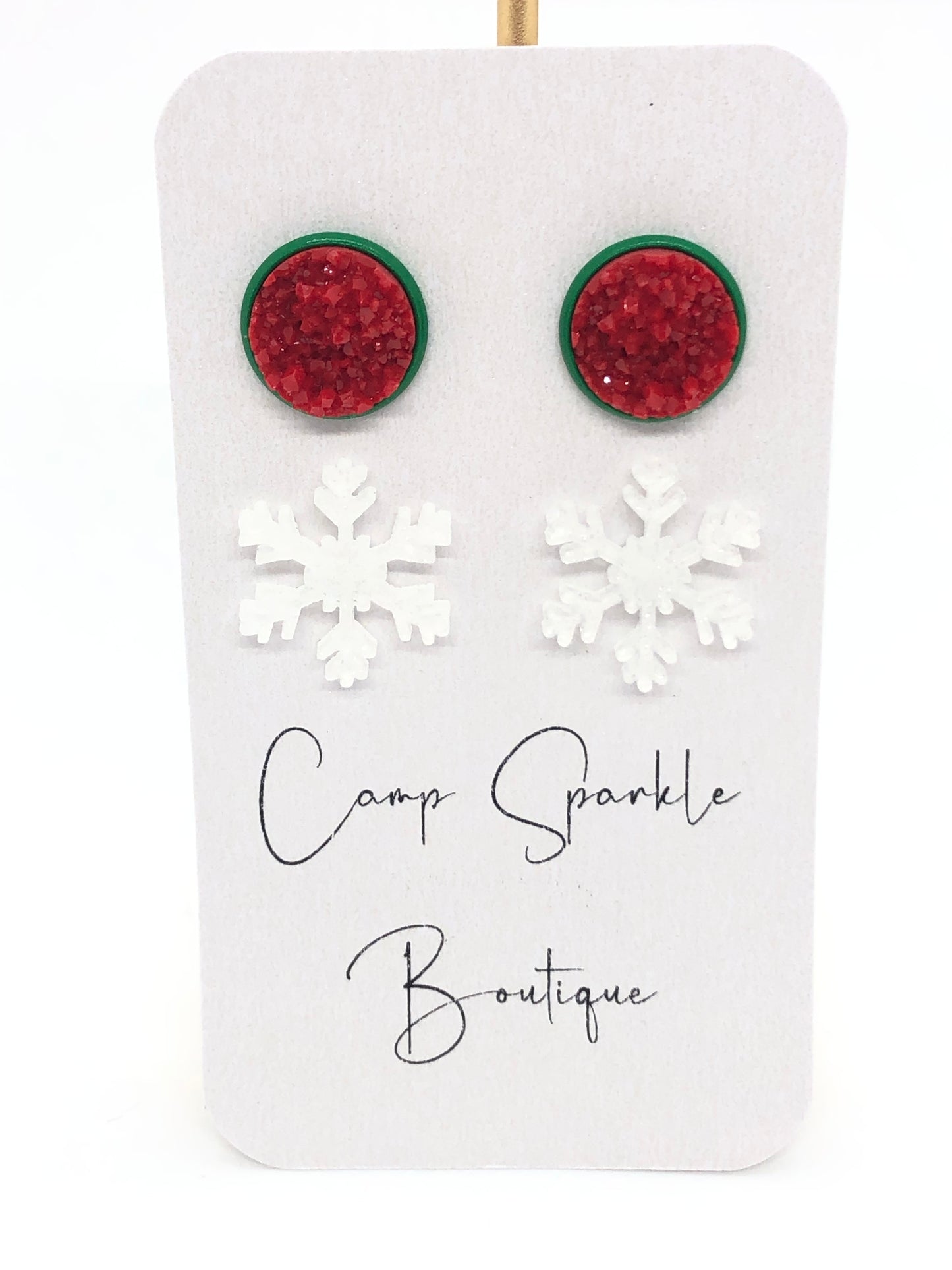 Snowflake earrings-posts-double set