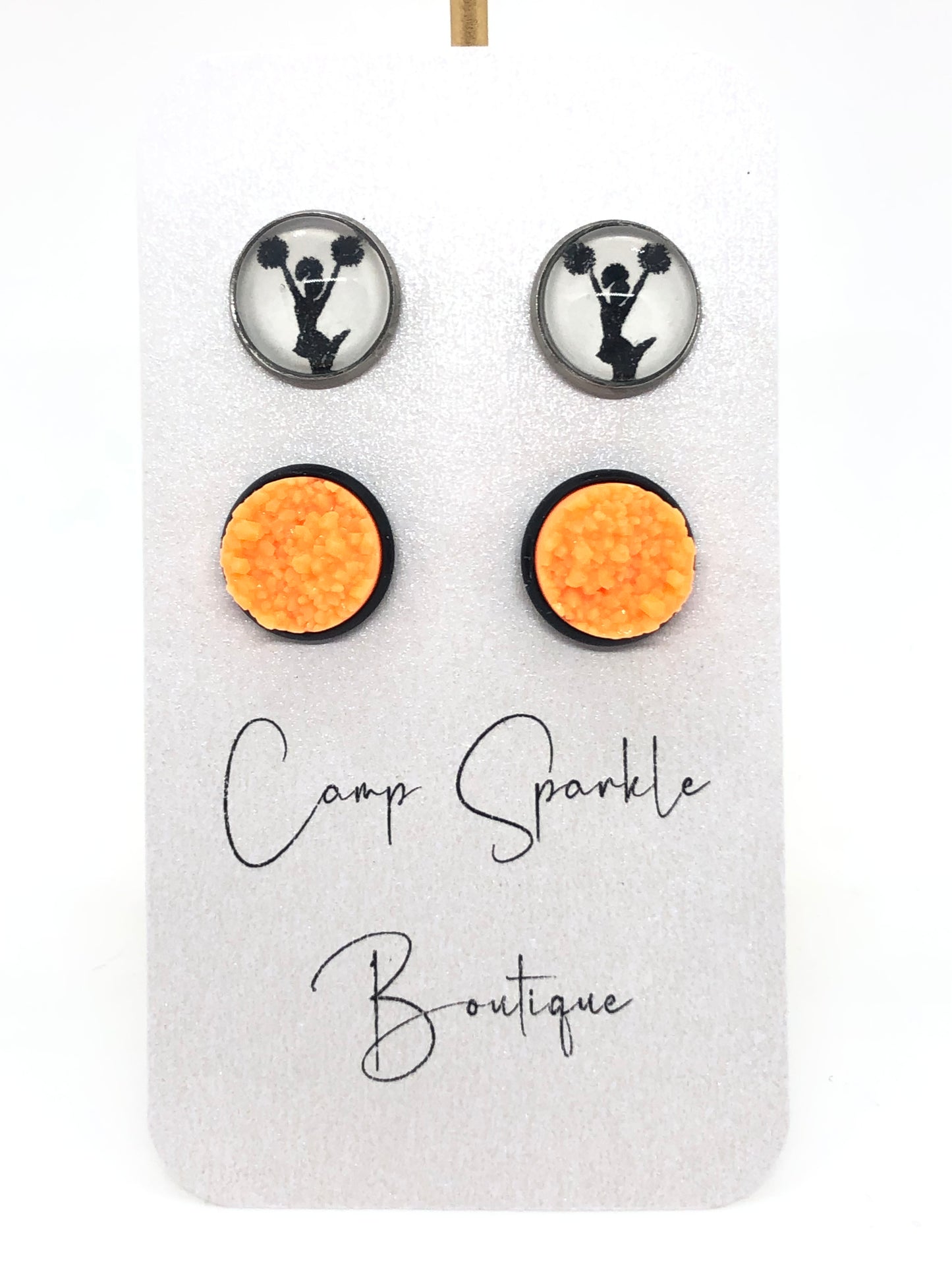 Cheerleading earrings-posts-black-double set