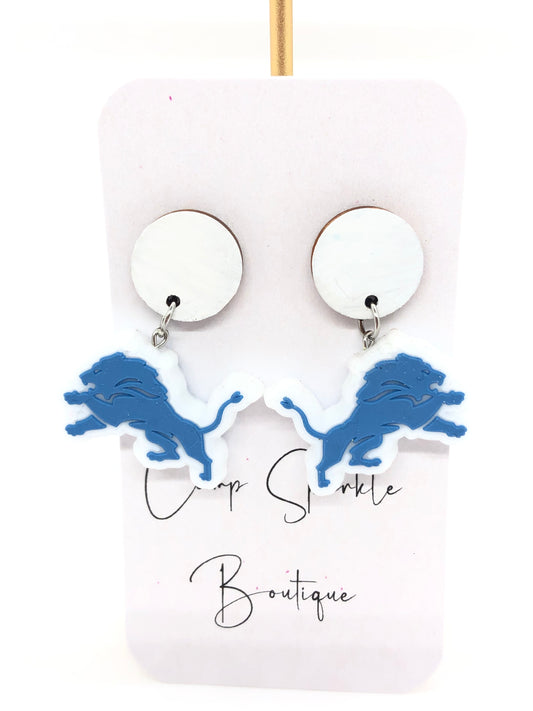 Detroit Lions earrings-hook-silicone-wood posts