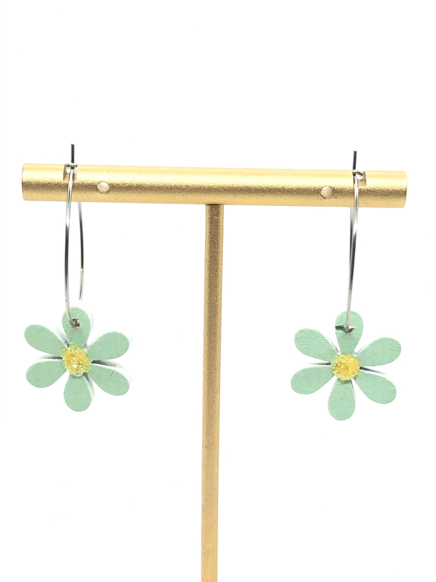 Daisy earrings-hoops-green