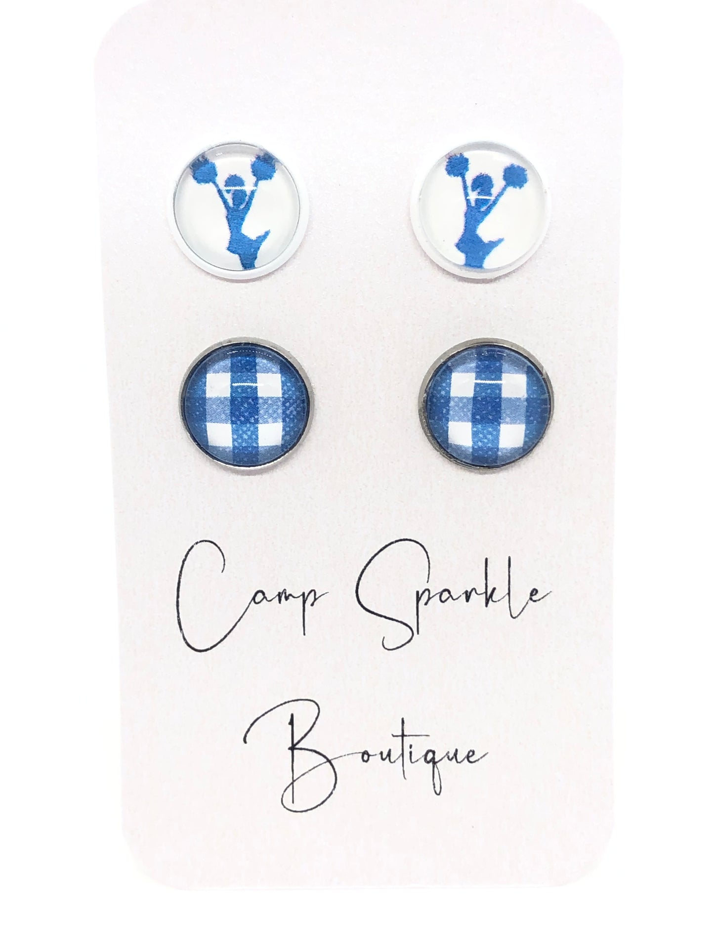 Cheerleading earrings-posts-blue-double set