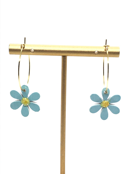 Daisy earrings-hoops-blue