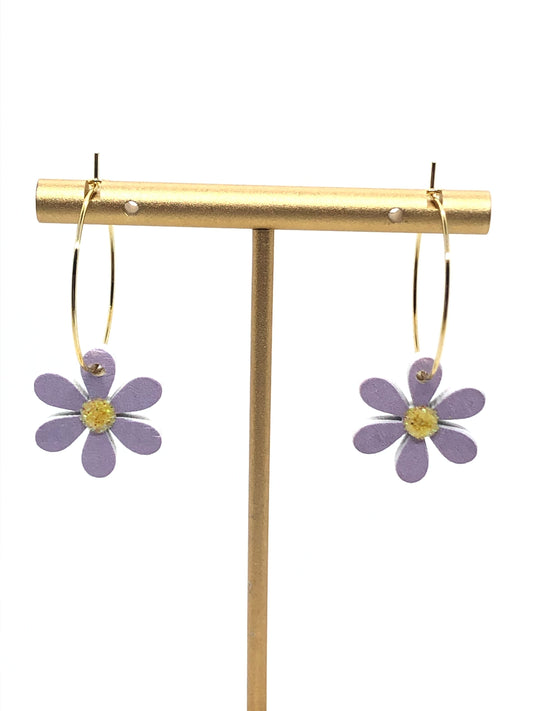 Daisy earrings-hoops-purple