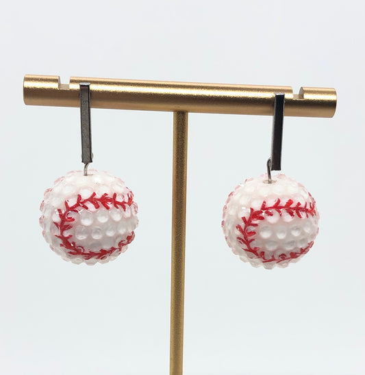 Baseball earrings-dangle-bumpy